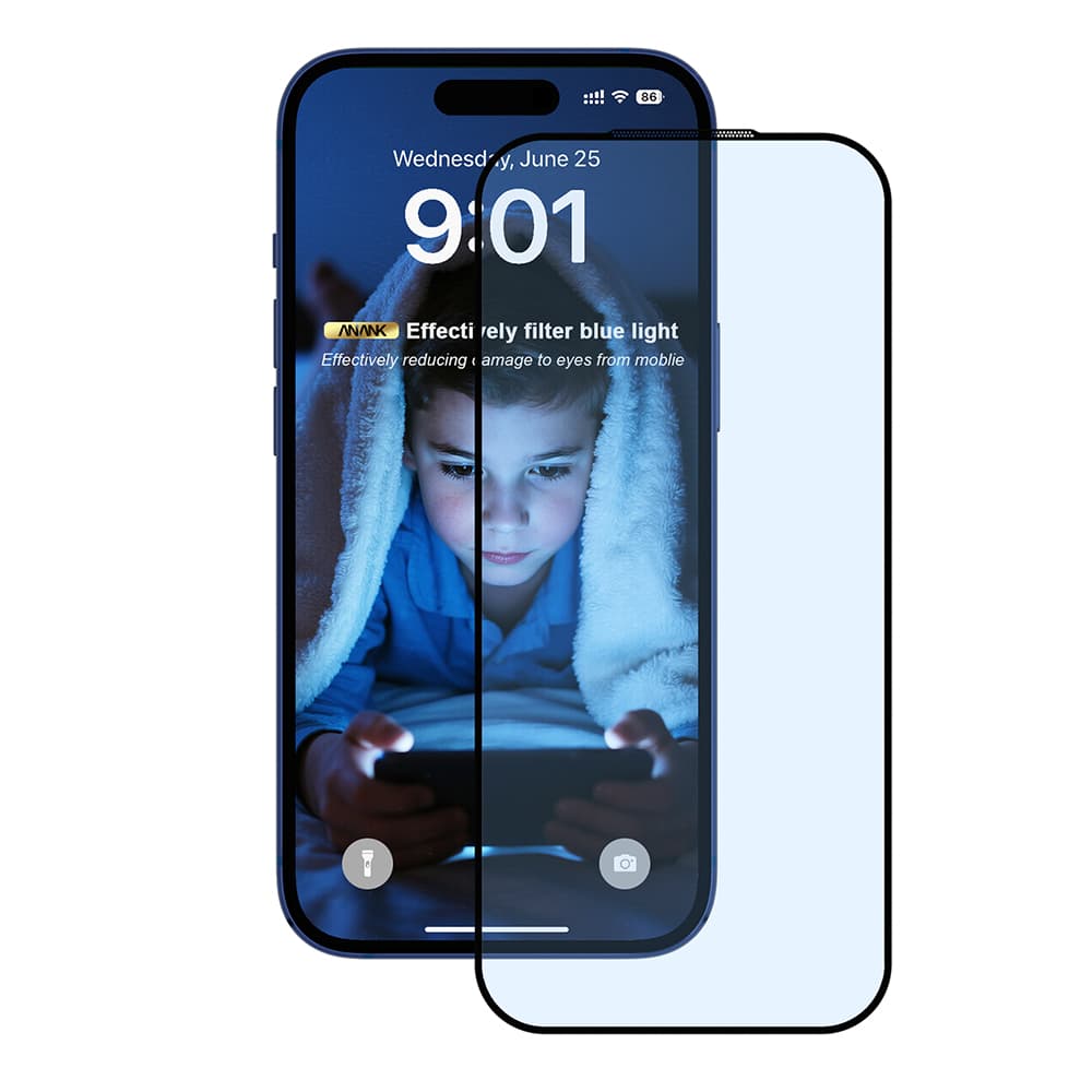 ANANK 2.5D 5X Zesílený Ochranný Kryt Displeje Proti Modrému Světlu iPhone 17 Pro Černý - náhled 1