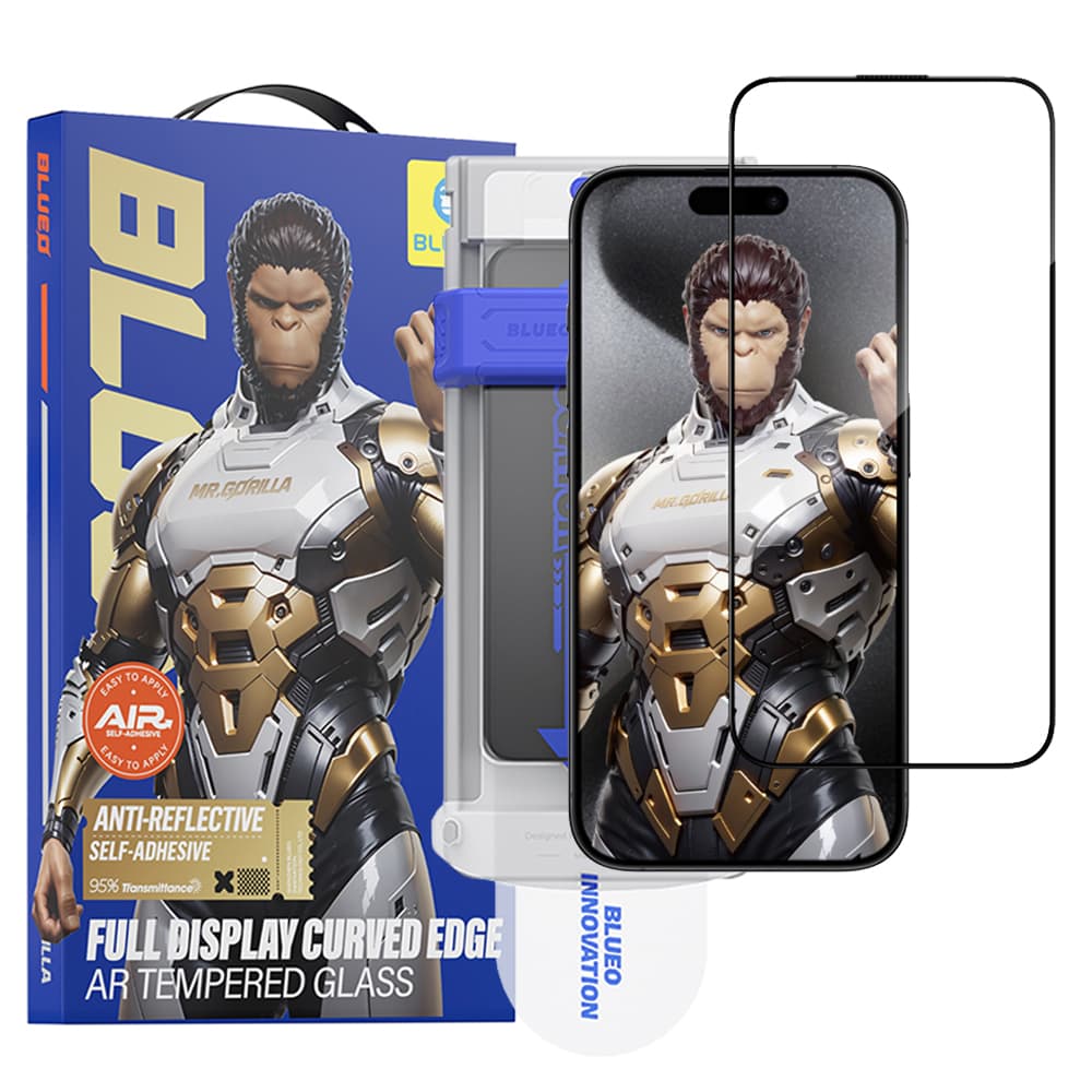 Blueo 3D ochranné sklo s aplikátorem pro iPhone 16 Pro 17 17 Pro černé - náhled 1