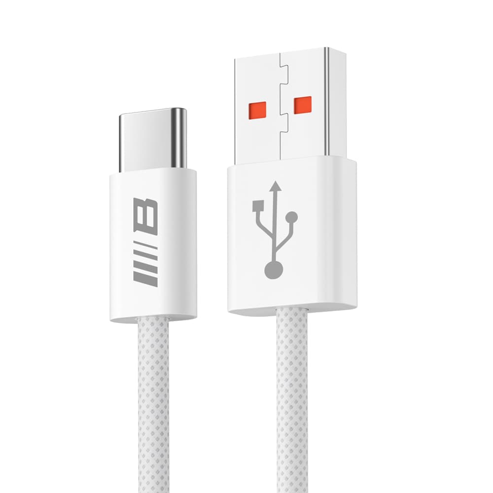 Blueo Datový kabel USB-A na Type-C pletený rychlonabíjecí 6A bílý - náhled 1