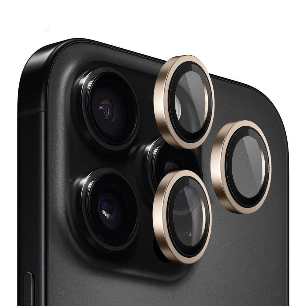 Blueo Original Metal Frame Lens Protector pro iPhone 16 Pro/Pro Max zlatý titan - náhled 1