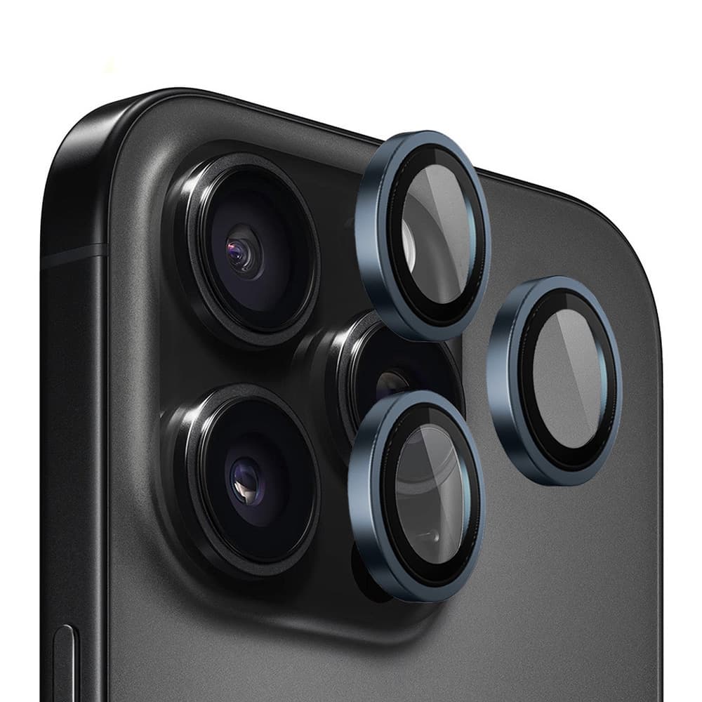 Blueo Original Metal Frame chránič čočky iPhone 15 Pro modrý - náhled 1