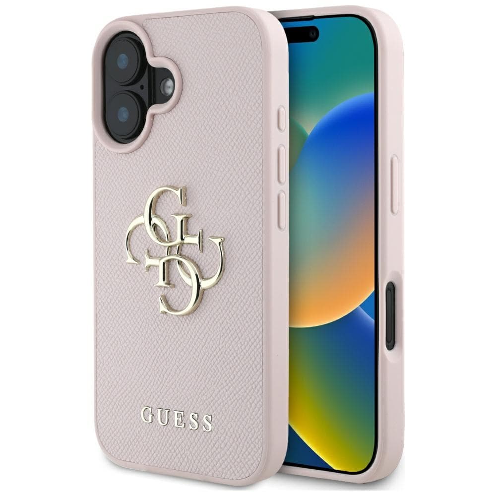 Guess Hardcase Grained Big 4G Logo Small Classic Logo iPhone 16 růžová - náhled 1