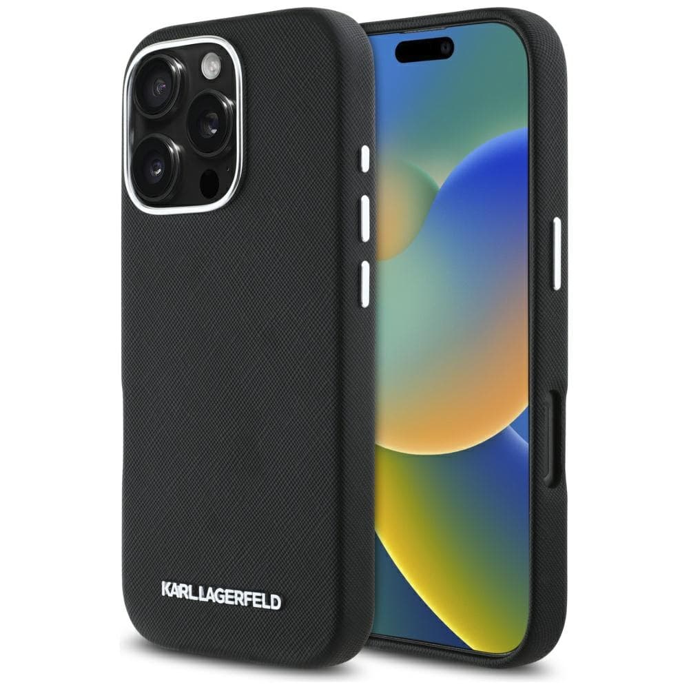 Karl Lagerfeld Saffiano obal s logem MagSafe iPhone 16 Pro černý - náhled 1