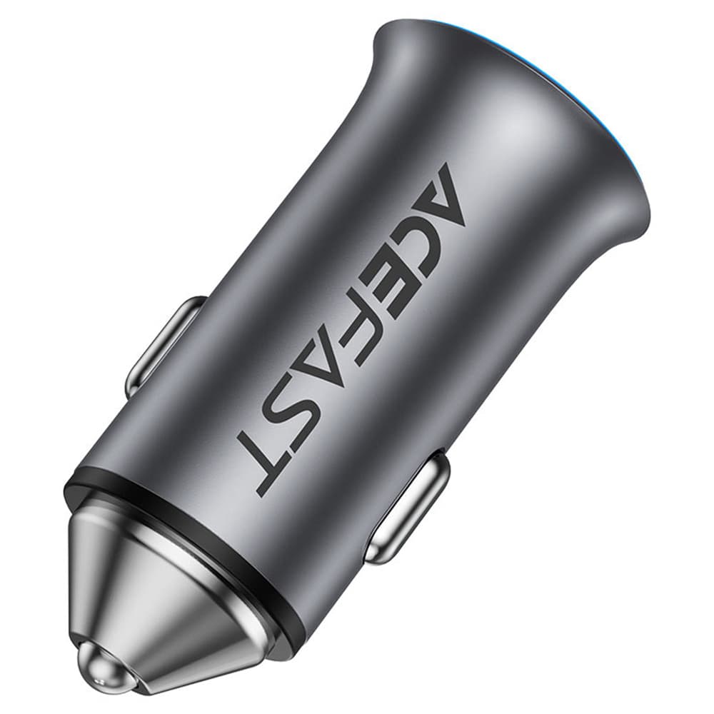 Acefast Car Charger B16 Rychlonabíječka USB Type-C 95W PD3.0 Ledově modré světlo Hliníková slitina Kovově šedá