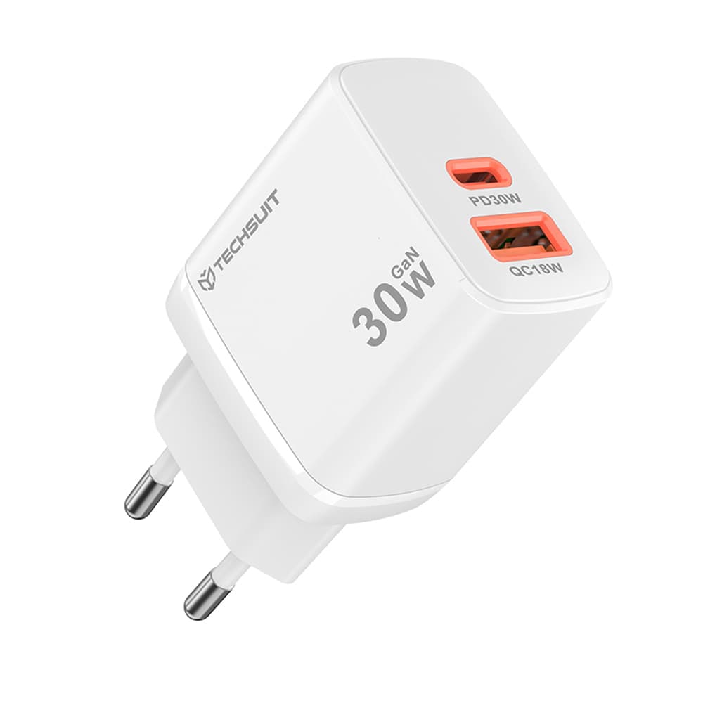 Nabíječka Techsuit Duonix30W CH1 Type-C USB Dual Travel 30W bílá - náhled 1