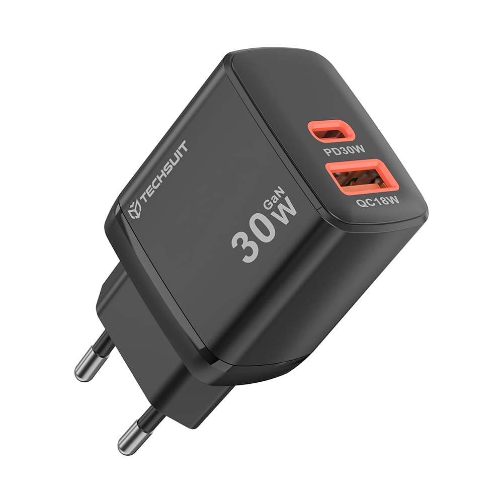 Nabíječka Techsuit Duonix30W (CH1) Type-C USB Duální cestovní 30W černá - náhled 1