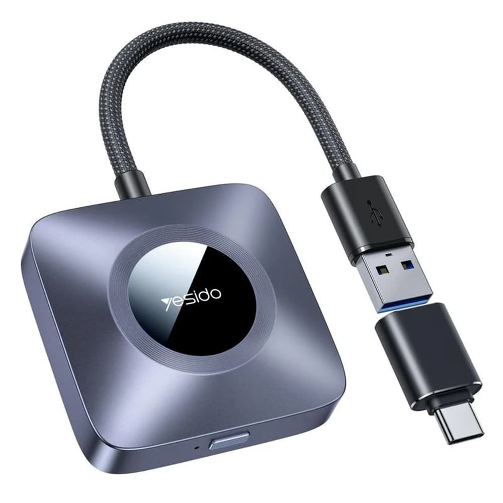 Yesido Wireless CarPlay Adapter KM23 s USB na Type-C kabelem Bluetooth V5.0 1080P šedý - náhled 1