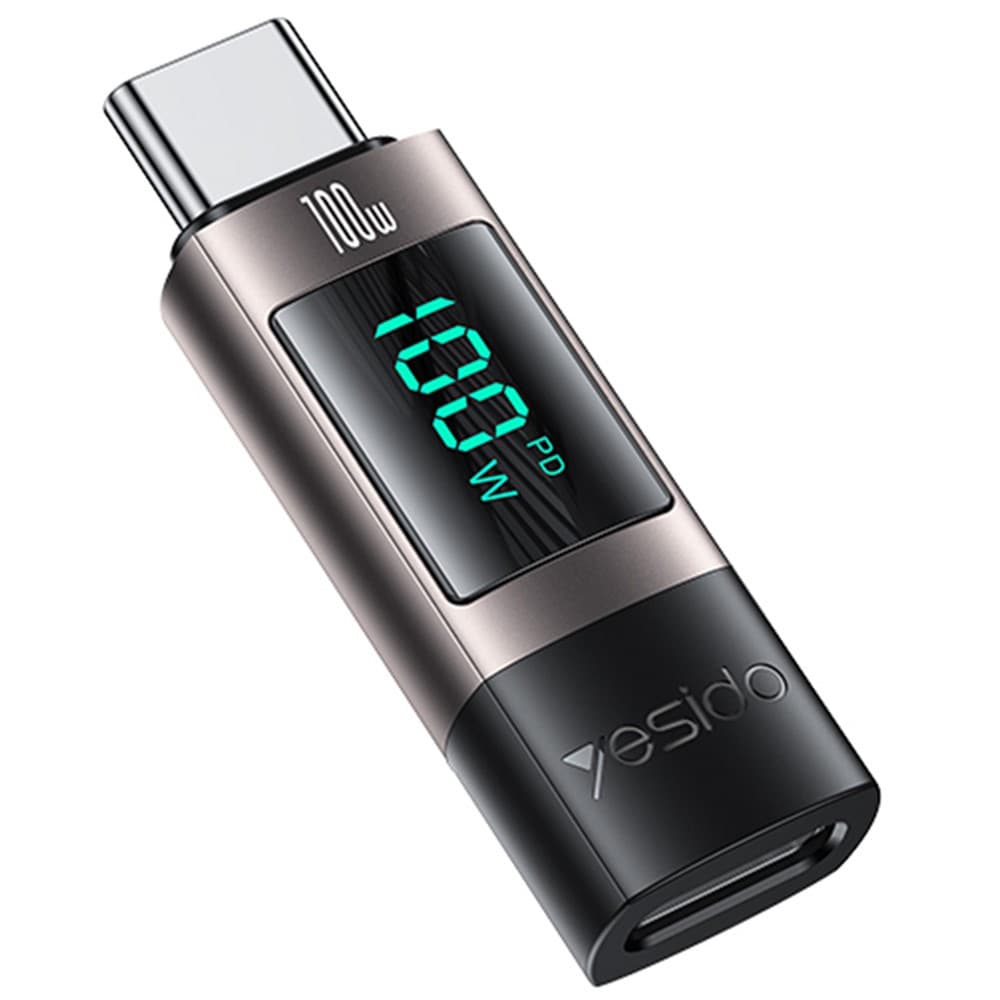 Yesido OTG adaptér GS24 Type-C na Type-C s displejem výkonu 100W 5A šedý - náhled 1