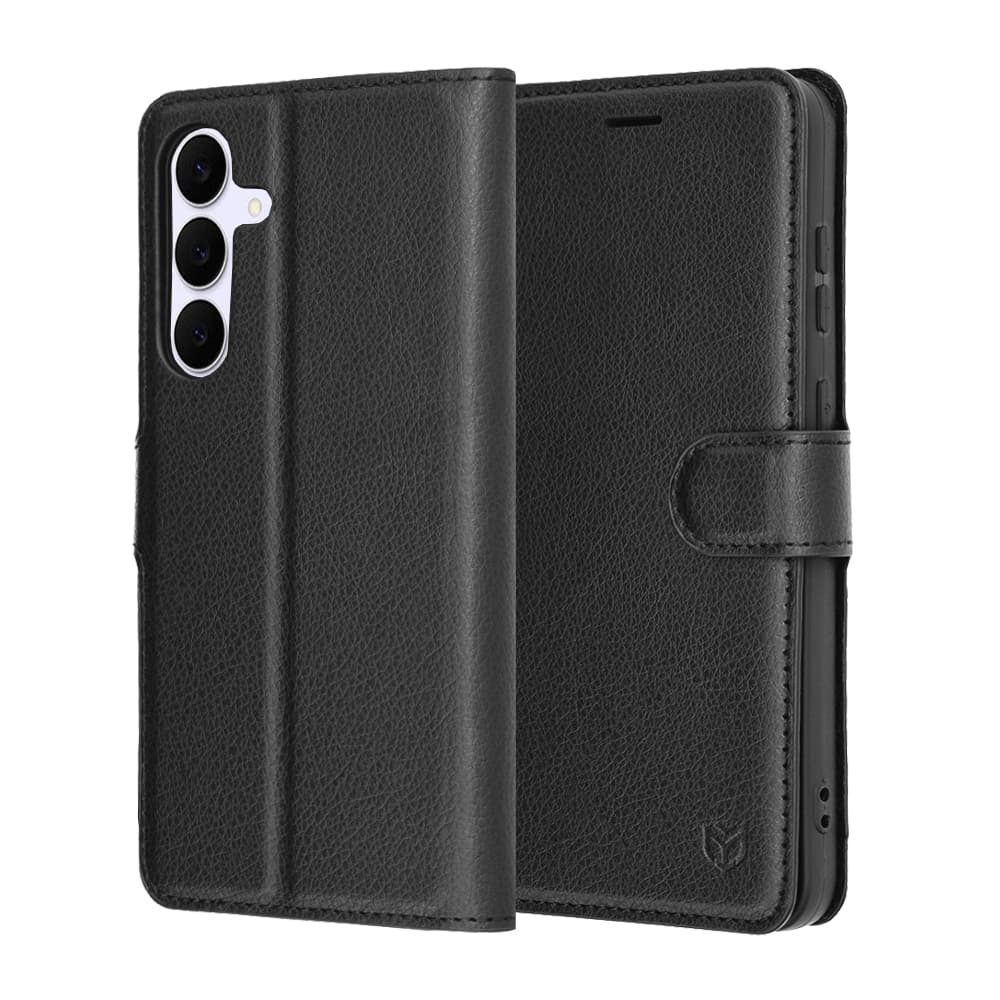 Kožené pouzdro Techsuit Samsung Galaxy S25 FE černé - náhled 1