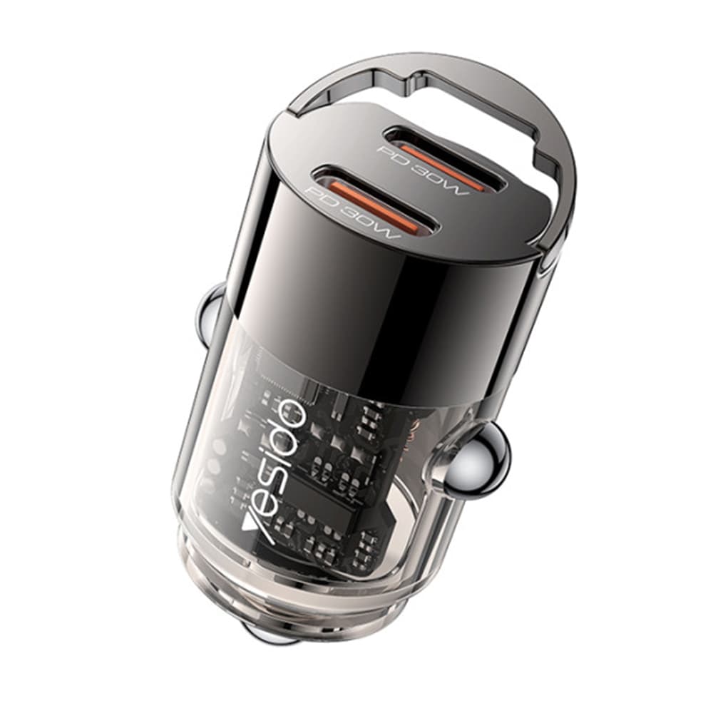 Yesido Mini nabíječka do auta Y69 Dual-Port Type-C PD30W hliník černá - náhled 1