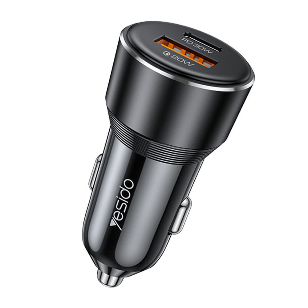 Yesido Car Charger Y64 Dvouportový USB-A + Type-C 50W Rychlé nabíjení Černá - náhled 1
