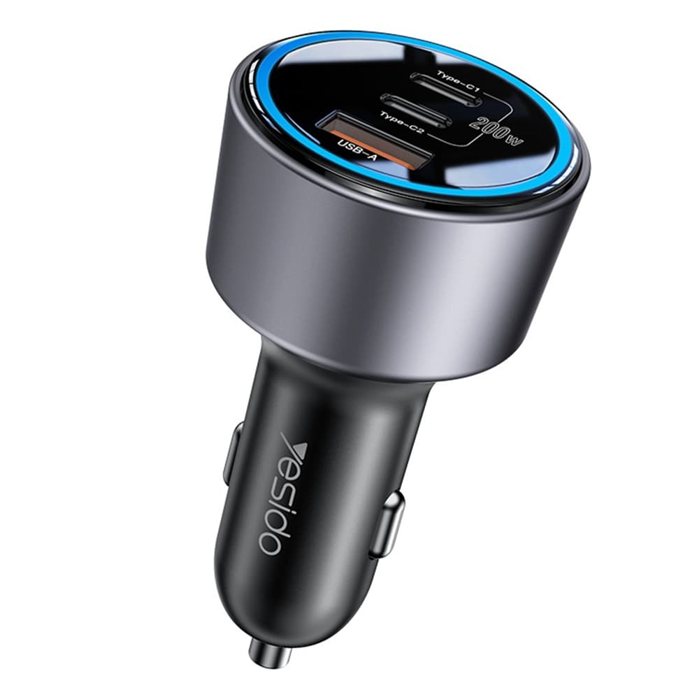 Yesido Car Charger Y59 2x Type-C USB-A 200W Rychlé Nabíjení Černá - náhled 1