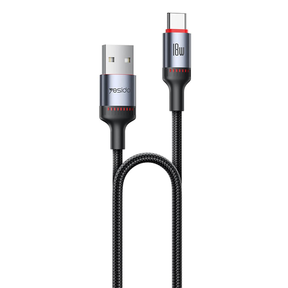 Yesido datový kabel CA129C USB na Type-C rychlé nabíjení 1.2m černý - náhled 1