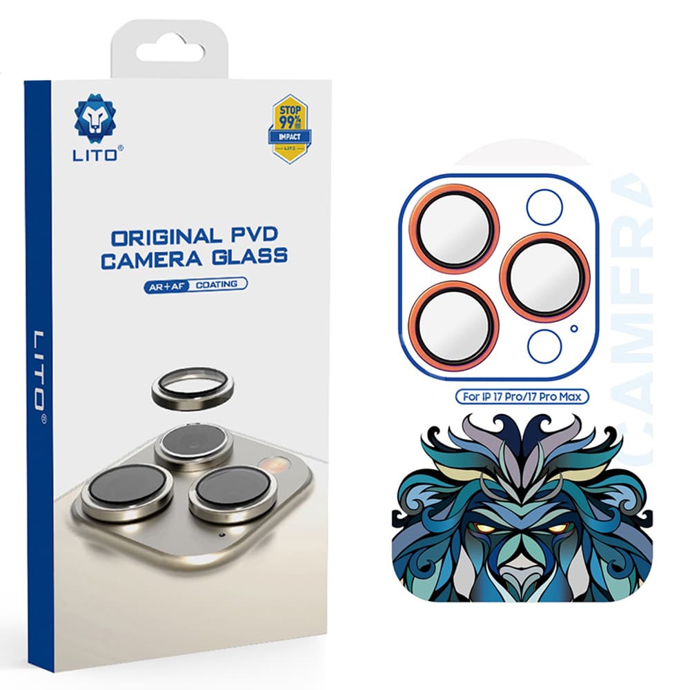 Lito Titanium AR sklo na kameru iPhone 17 Pro iPhone 17 Pro Max oranžová - náhled 1