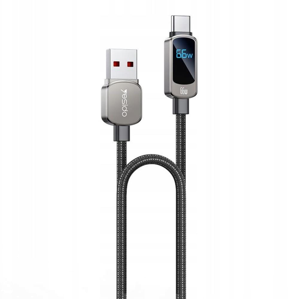 Yesido Data Cable CA128C s LED displejem USB na Type-C rychlé nabíjení 1.2m černá - náhled 1