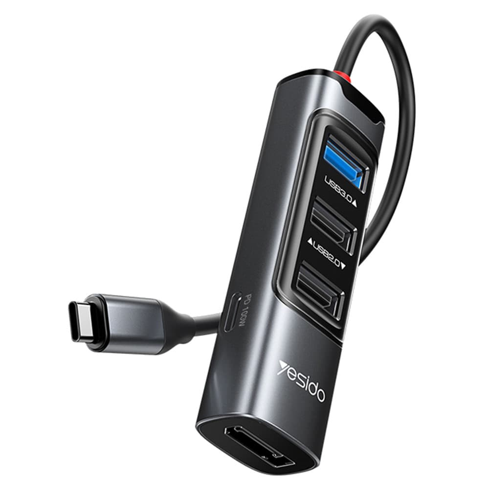 Yesido Docking Station 5v1 HB23 Type-C na 3x USB USB-C DisplayPort PD100W Šedá - náhled 1