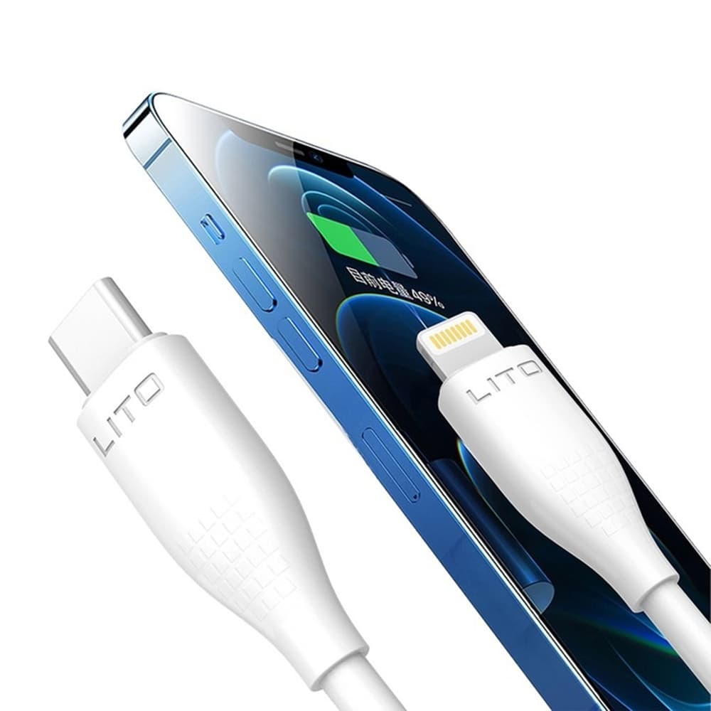 Lito - Datový kabel Liquid Silicone (LD03) Type-C na Lightning rychlé nabíjení 60W 1m bílý