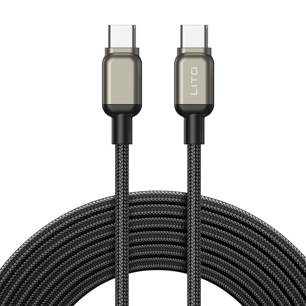 Lito Datový kabel LD17 Type-C na Type-C Rychlé nabíjení Pletený nylon Černý