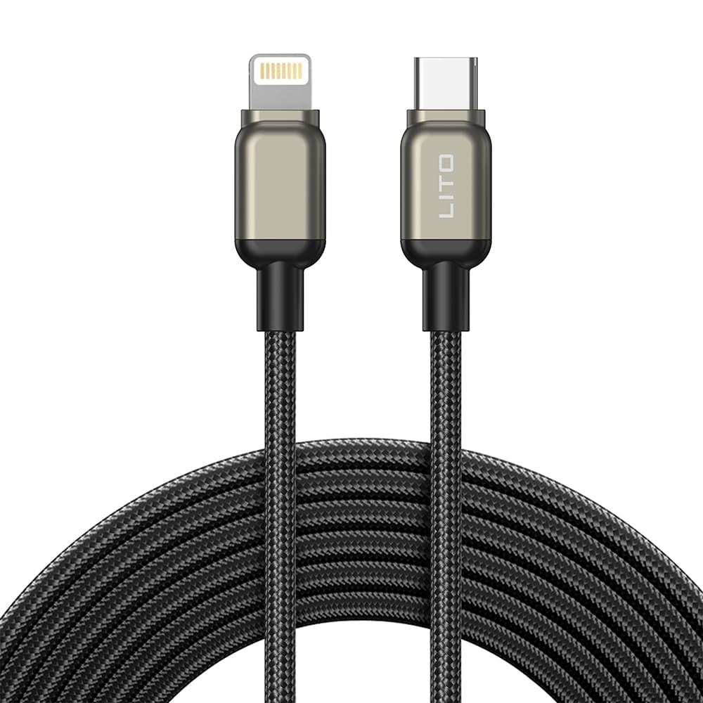 Lito Datový kabel LD17 Type-C na Lightning Rychlonabíjecí Pletený nylon Černý