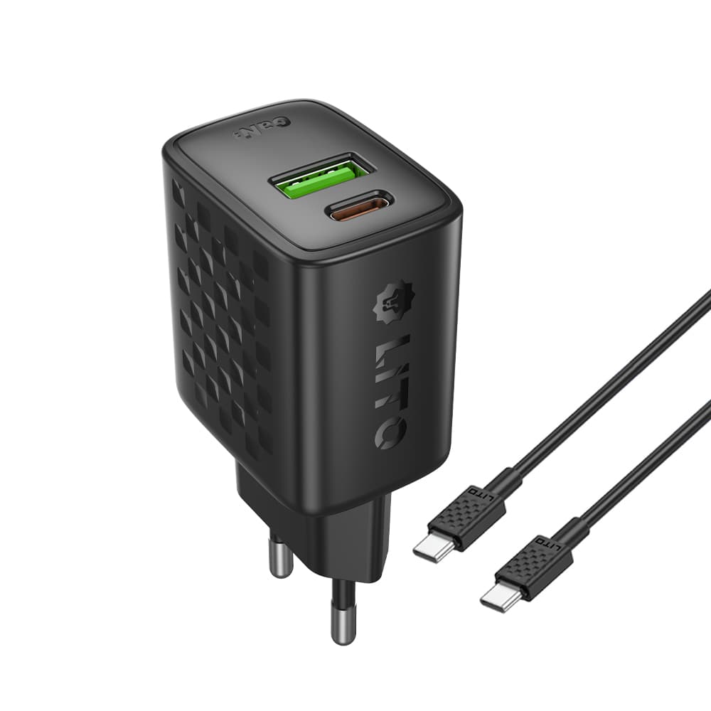 Lito Wall Charger LC19T s kabelem Type-C Type-C USB výstup PD30W GaN EU černá - náhled 1