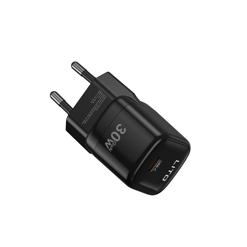 Lito Wall Charger LC11 Type-C výstup PD30W GaN ochrana EU zástrčka černá - náhled 1