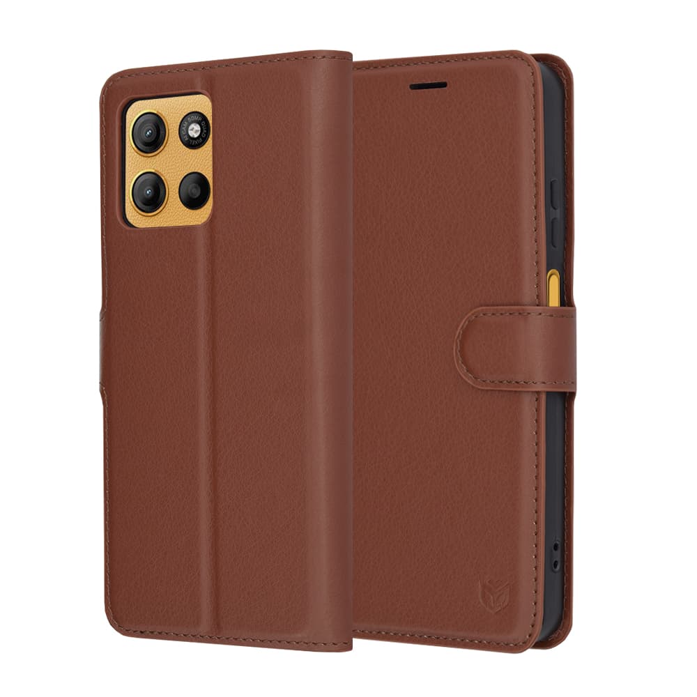 Techsuit kožené pouzdro Motorola Moto G15 G15 Power hnědé - náhled 1