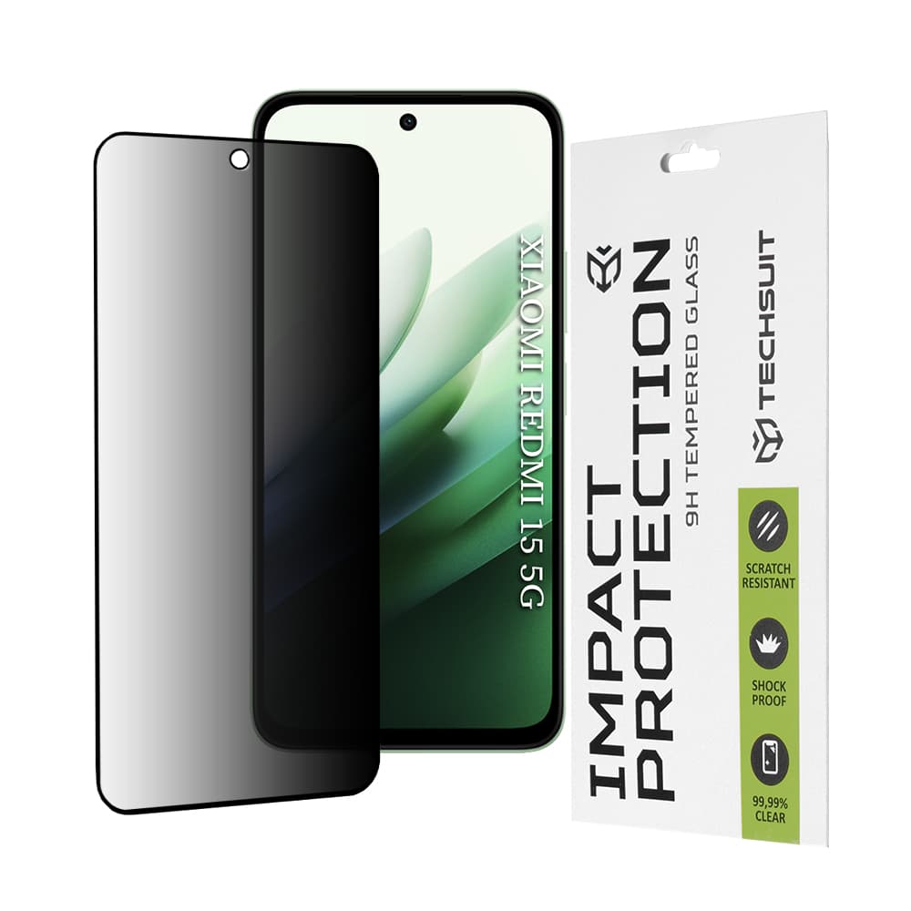 Ochranné sklo Techsuit 111D Privacy Full Glue pro Xiaomi Redmi 15 černé