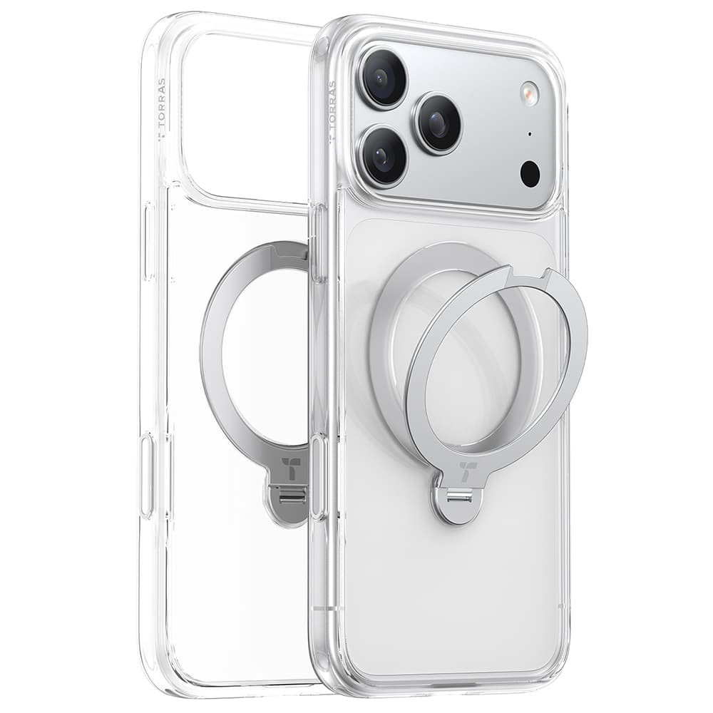 Torras Ostand Spin MagSafe Series iPhone 17 Pro průhledný
