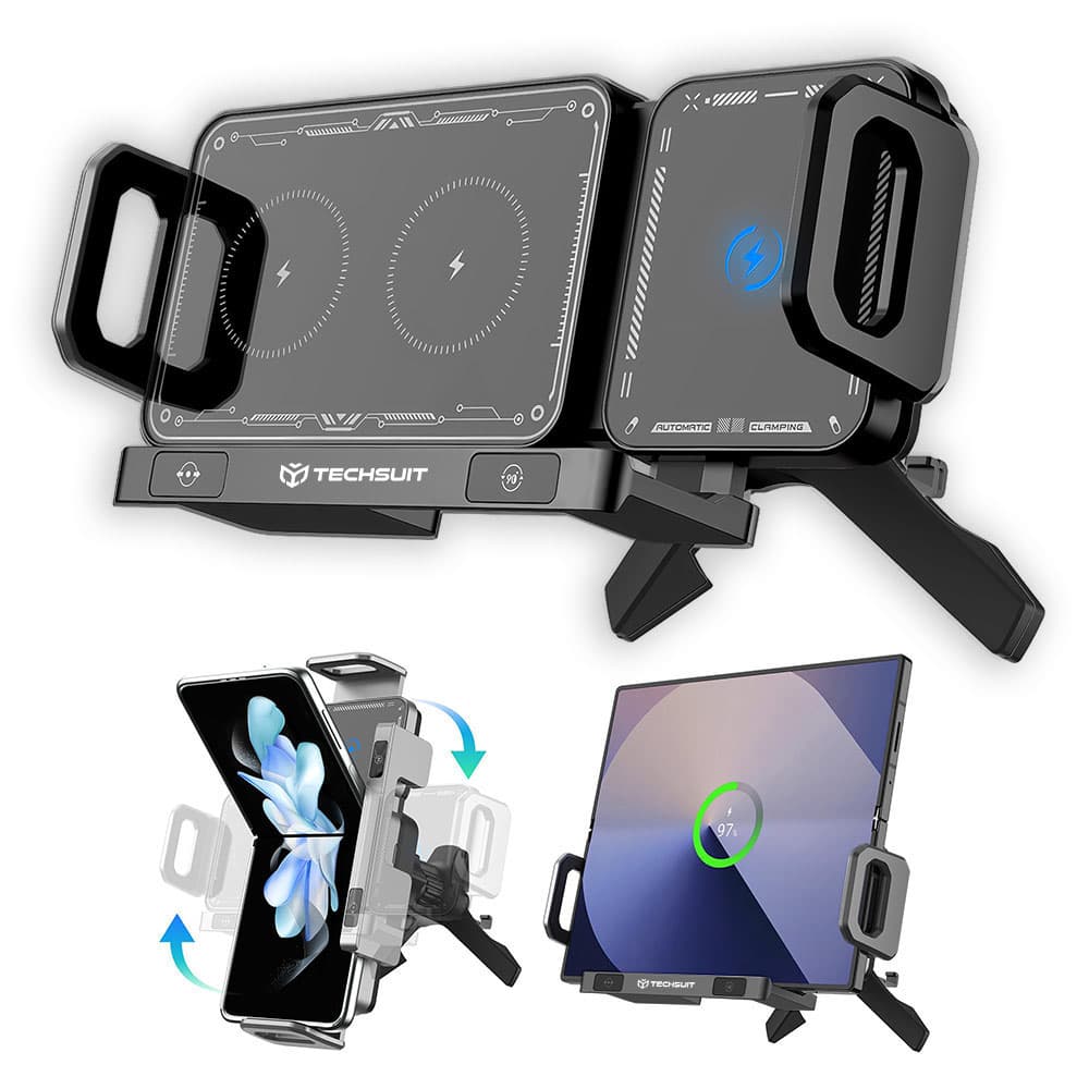 Techsuit Premium držák do auta s bezdrátovým nabíjením ModoDock černý - náhled 1