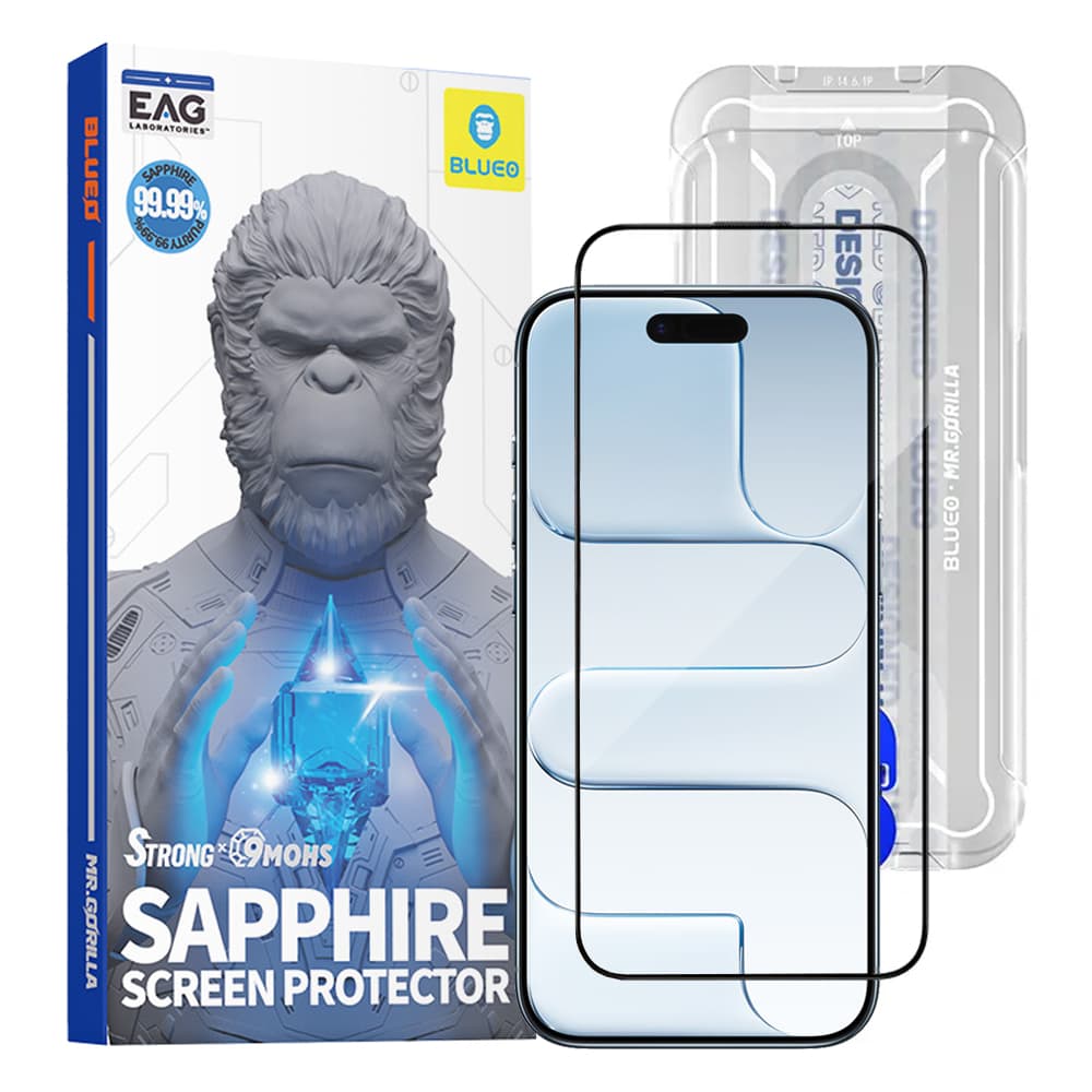Blueo Premium Sapphire nerozbitné nepoškrabatelné 9H sklo iPhone 17 Air černé