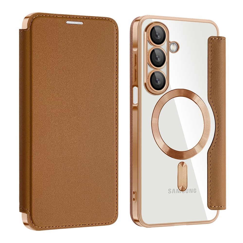 Pouzdro na knihu Techsuit SmartMag pro Samsung Galaxy A17 5G / A17 4G hnědé - náhled 1