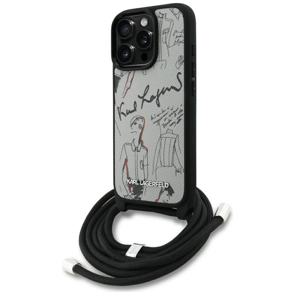 Karl Lagerfeld Saffiano MagSafe Crossbody pro iPhone 16 Pro Max šedá - náhled 1