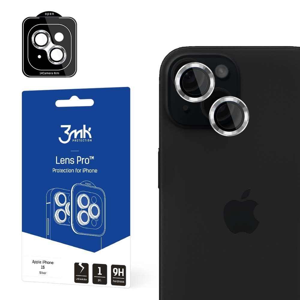 3mk Lens Protection Pro iPhone 15 stříbrná - náhled 1