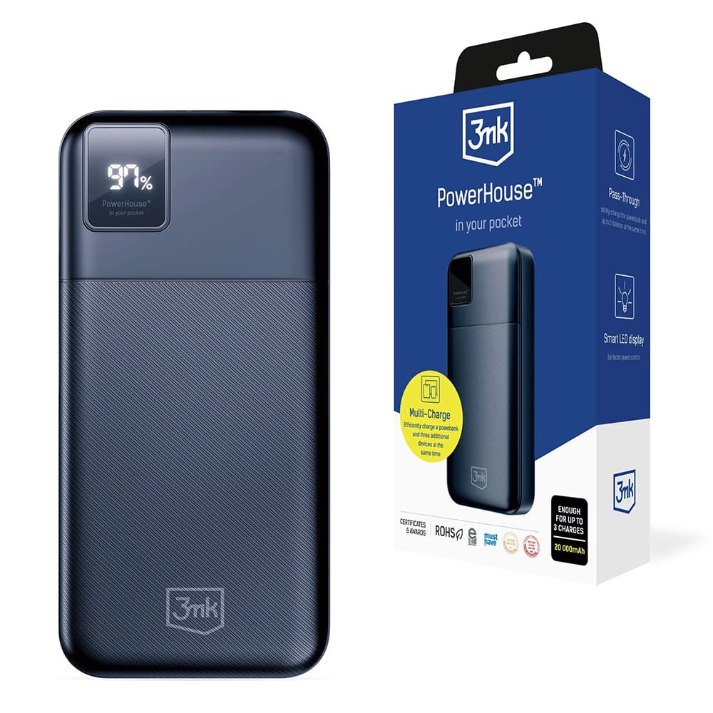 3mk Power Bank PowerHouse 2x USB-A 1x USB-C 20000mAh 22.5W černá - náhled 1