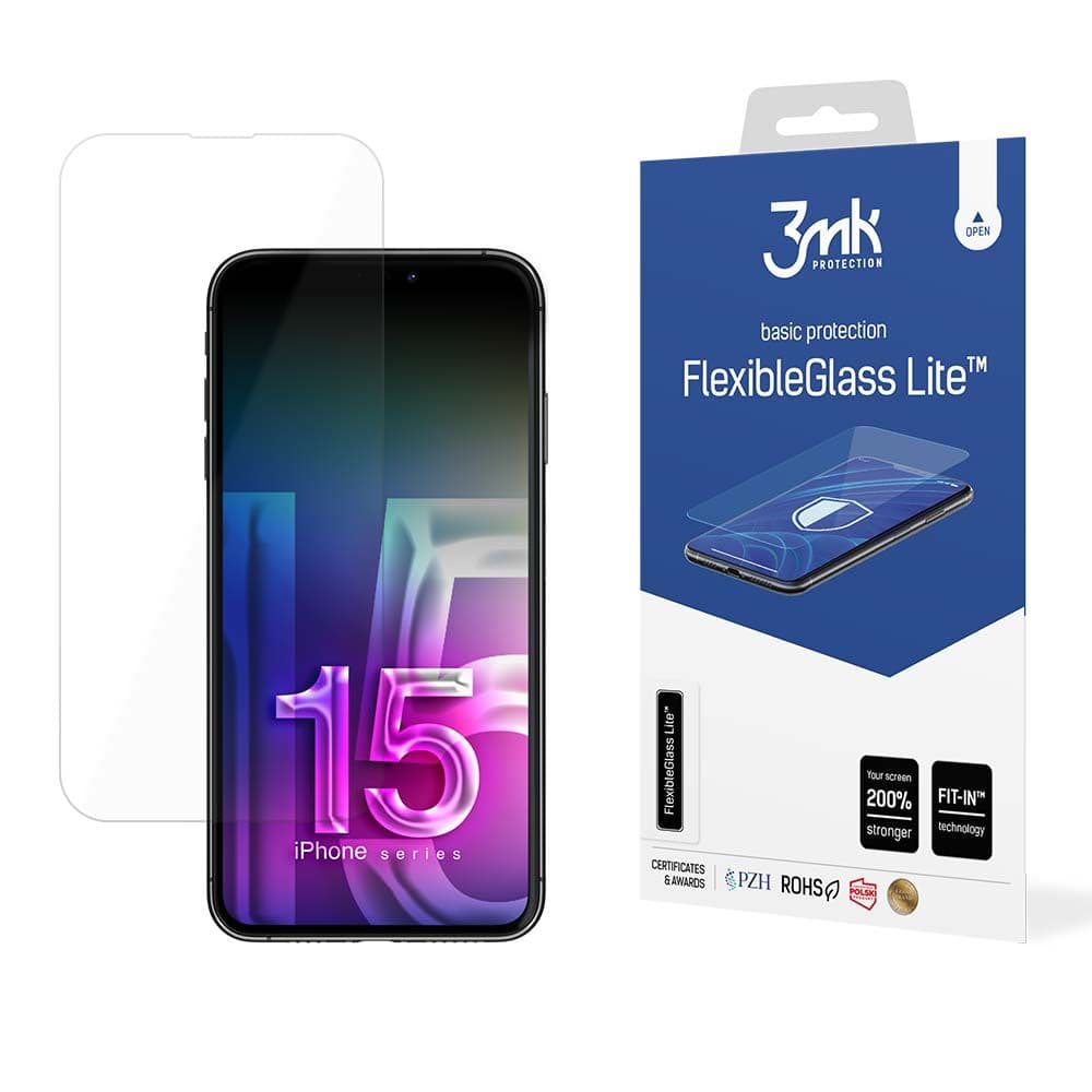 3mk FlexibleGlass Lite iPhone 15 průhledné sklo - náhled 1