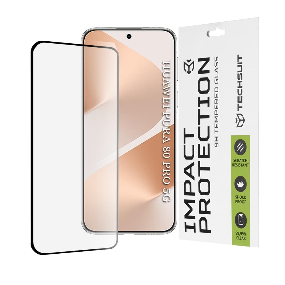 Ochranné sklo Techsuit 111D 3D zakřivené Huawei Pura 80 Pro černé - náhled 1