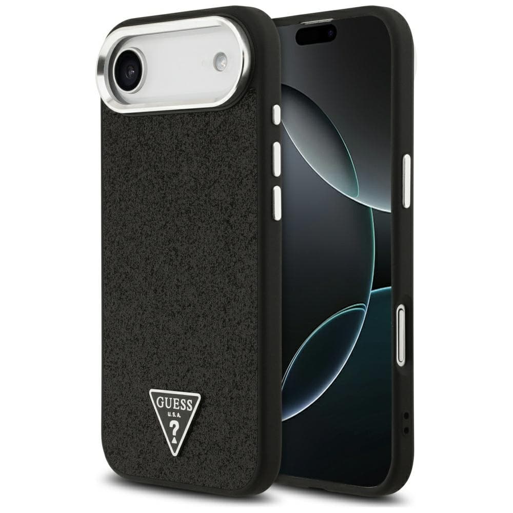 Guess Glitter Triangle Logo MagSafe iPhone 17 Air Černý - náhled 1