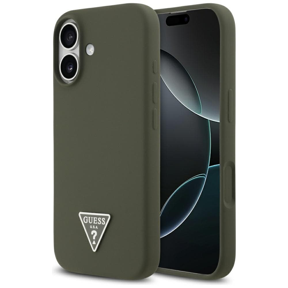 Guess Silicone Triangle Logo MagSafe iPhone 17 Khaki - náhled 1