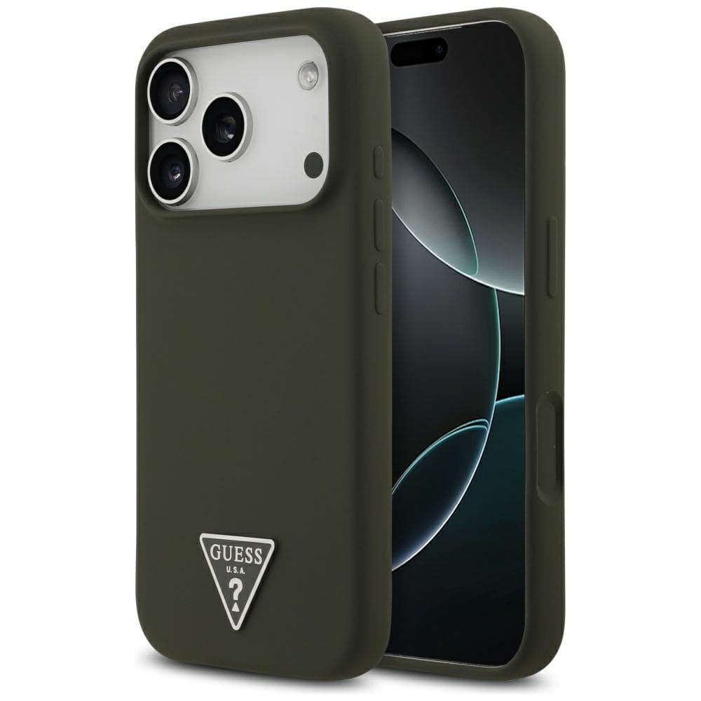 Guess Silicone Triangle Logo MagSafe iPhone 17 Pro khaki - náhled 1