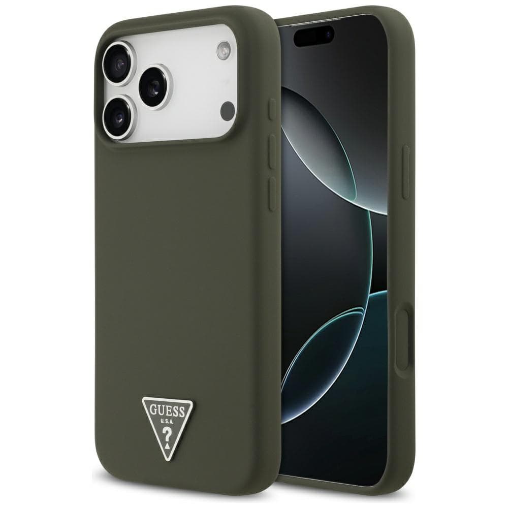 Guess Silicone Triangle Logo MagSafe iPhone 17 Pro Max Khaki - náhled 1