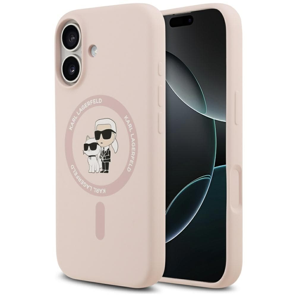 Karl Lagerfeld Silicone Ring MagSafe iPhone 17 růžový Karl&amp;Choupette - náhled 1