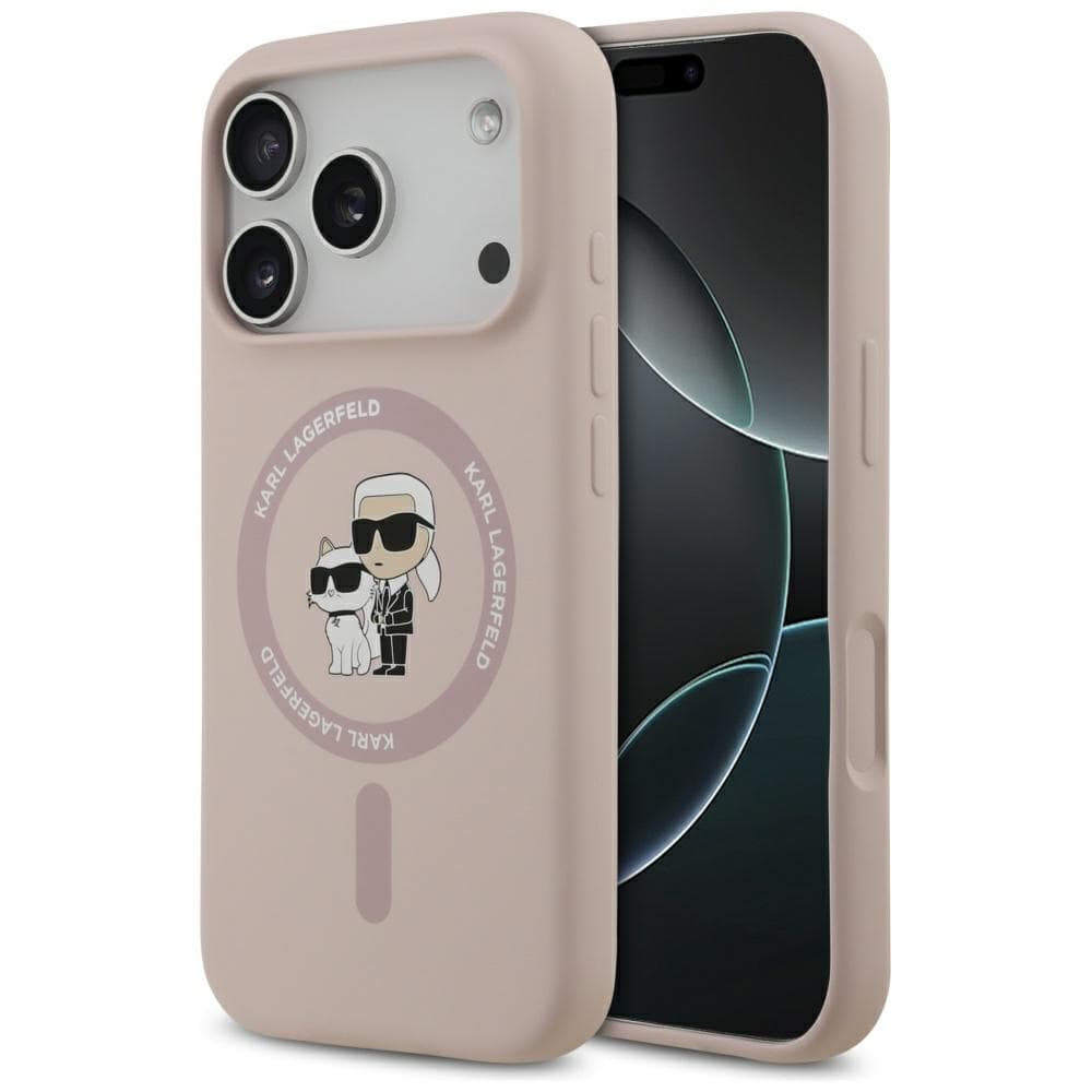 Karl Lagerfeld Silicone Ring MagSafe iPhone 17 Pro růžová Karl&amp;Choupette - náhled 1
