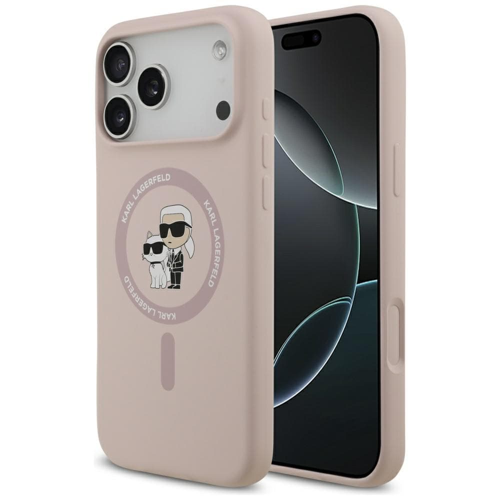 Karl Lagerfeld Silicone Ring MagSafe iPhone 17 Pro Max růžová Karl&amp;Choupette - náhled 1