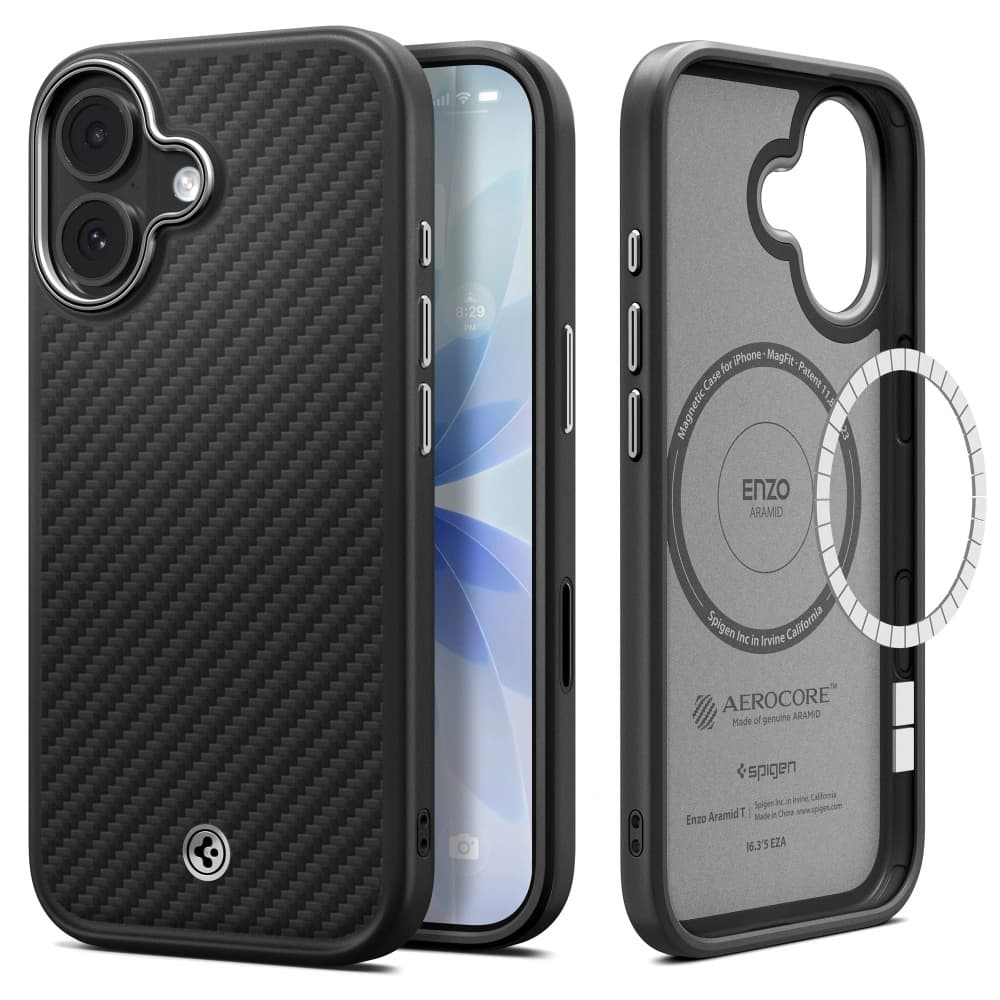 Spigen Enzo Aramid "T" MagSafe pro iPhone 17 černá stříbrná - náhled 1