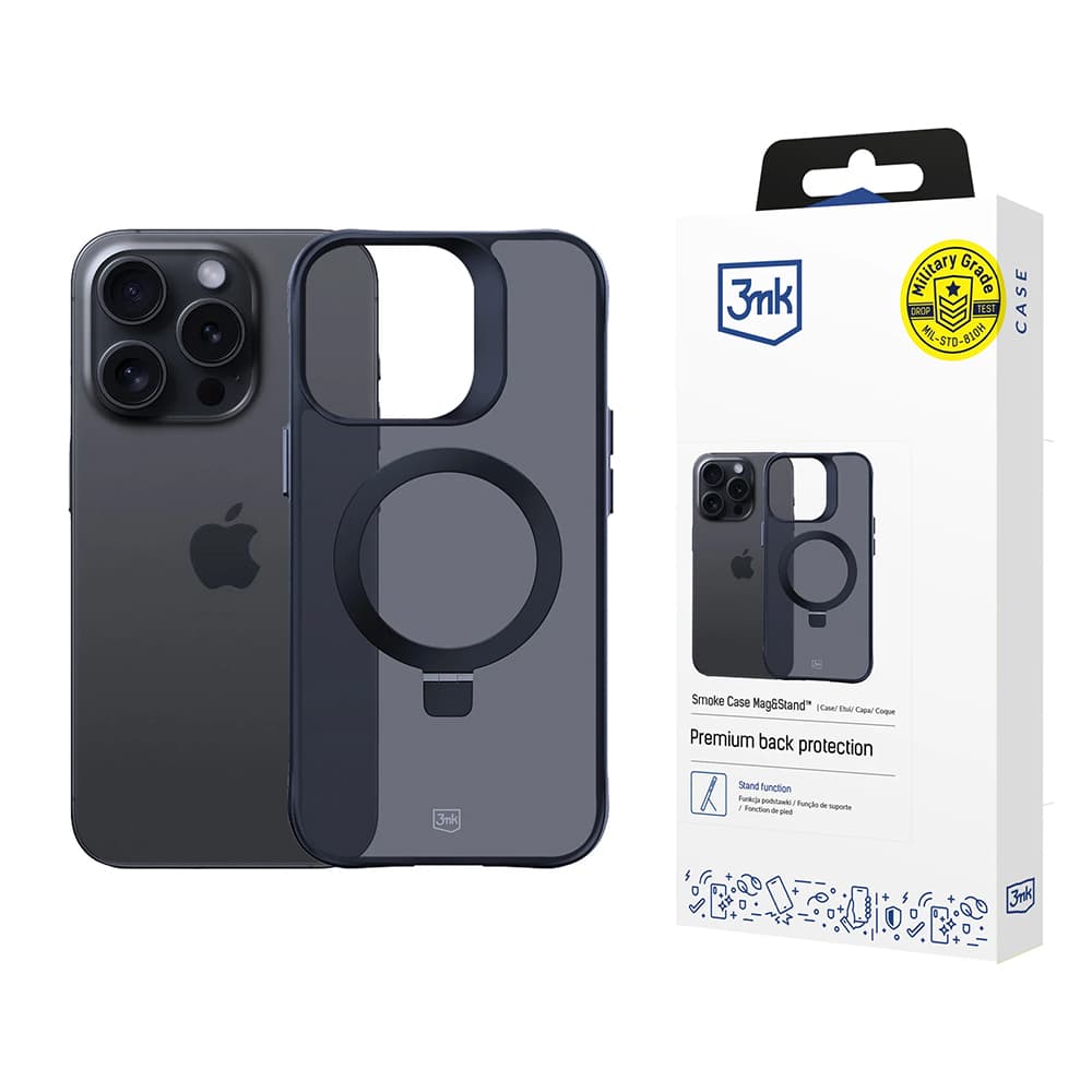 3mk Smoke Case Mag&amp;Stand pro iPhone 16 Pro Max černý - náhled 1
