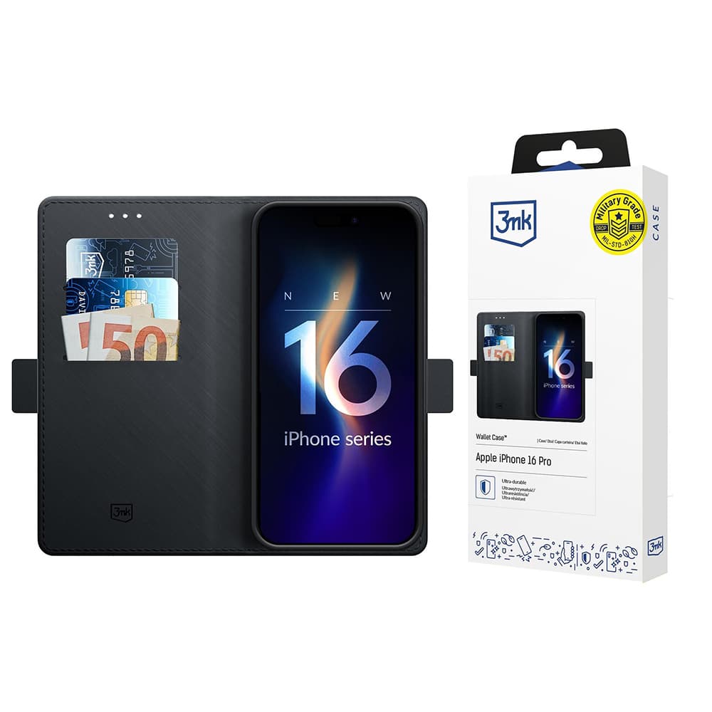 Pouzdro peněženka 3mk iPhone 16 Pro černé - náhled 1