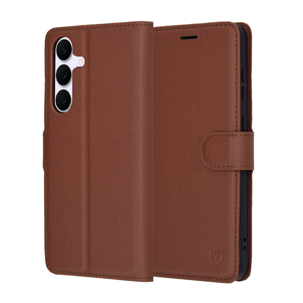 Kožené pouzdro Techsuit Samsung Galaxy S25 FE hnědé - náhled 1