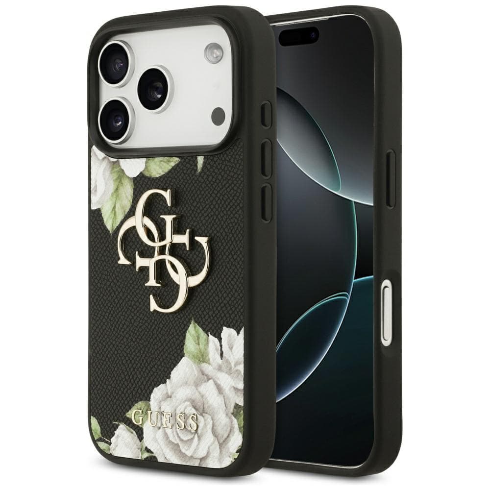 Guess Hardcase 4G Grained Roses Big Logo iPhone 17 Pro černá - náhled 1