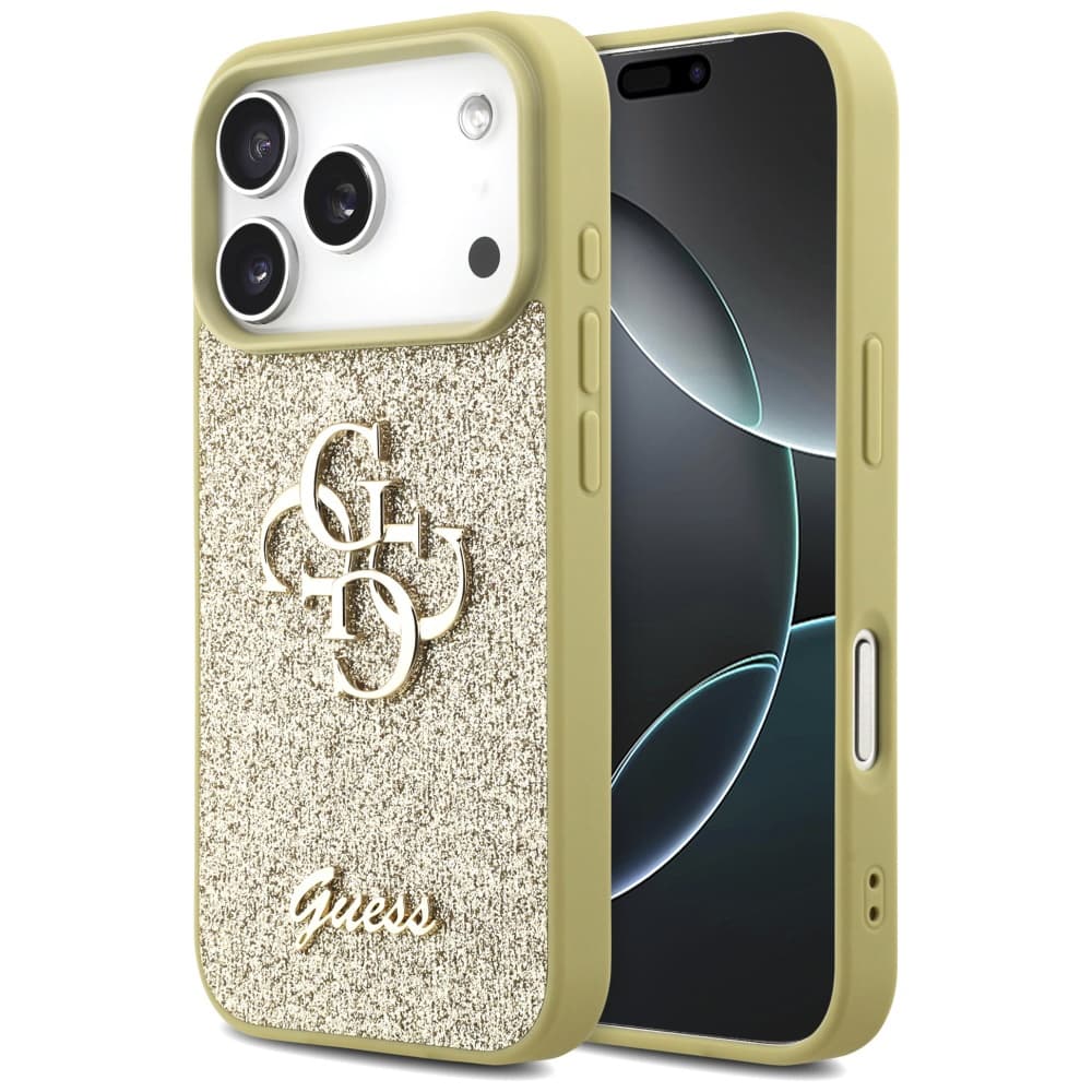 Guess Fixed Glitter Big 4G pouzdro iPhone 17 Pro zlatá - náhled 1