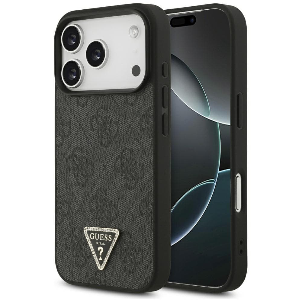 Guess Leather 4G Triangle Strass MagSafe pro iPhone 17 Pro černý - náhled 1